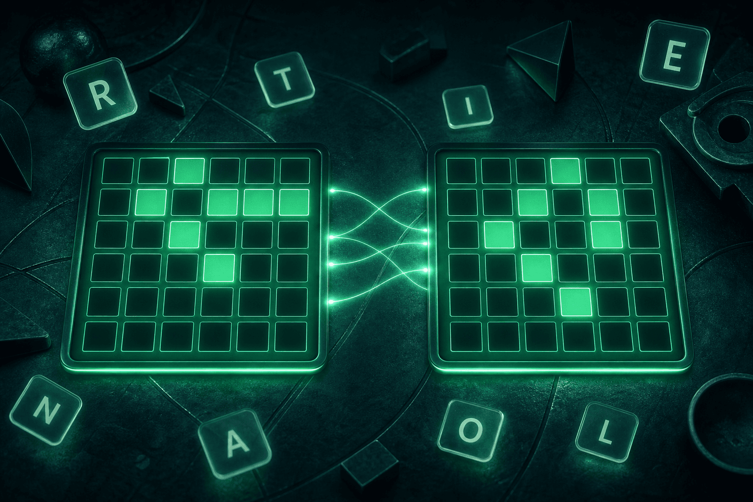 Two linked puzzle boards suggesting co-play competition